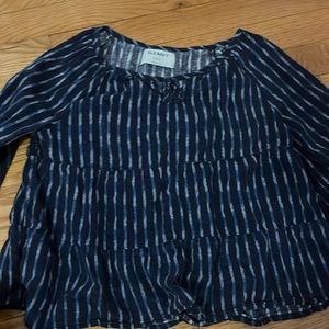 girls flowy blue striped shirt size L